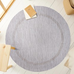 Relax Uni Binnen en Buiten - Rond Vloerkleed - Indoor & Outdoor - Laagpolig Effen - Zilver- 200 CM ROND