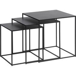 Salontafel Zwart - Set van 3 - Metaal - Tafel Pebble