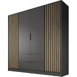 Meubella - Kledingkast Nairobi - Antraciet - Eiken - 206 cm