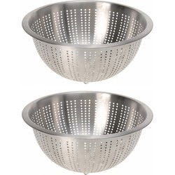 Keuken afgieten Vergiet - 2x - zilver - RVS - Dia 28 x H13 cm - Vergieten