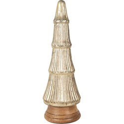 Clayre & Eef Beeld Kerstboom Ø 15x45 cm Goudkleurig Glas Hout