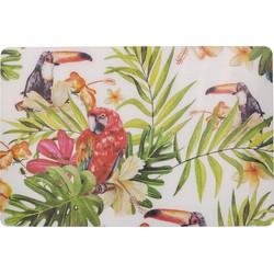 4x Rechthoekige onderzetters/placemats voor borden toekan print 29 x 44 cm - Placemats