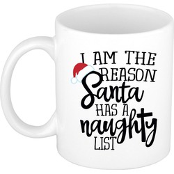 I am the reason Santa has a naughty list cadeau mok/beker Kerstmis 300 ml - Bekers