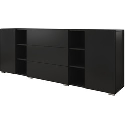 Meubella Dressoir Bonzo - Mat zwart - 190 cm