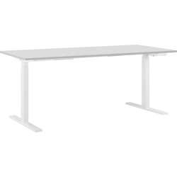 DESTIN - Bureau verstelbaar met de hand - Grijs/Wit - 180 cm - Spaanplaat