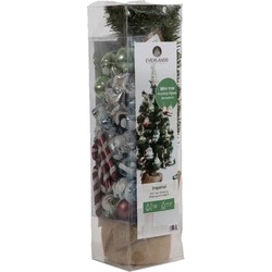 Everlands Kerstboom - kunst - mini - inclusief versiering - 60 cm - Kunstkerstboom