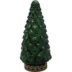 Clayre & Eef Kerstdecoratie met LED-verlichting Kerstboom Ø 8x16 cm Groen Glas