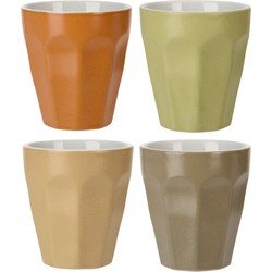 Set van 4x luxe gekleurde porseleinen bekers/koffiekopjes 250 ml - Bekers