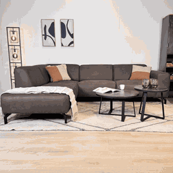 Hoekbank Barin taupe robuust eco leder - links