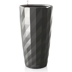 LECHUZA Diamante Premium bloempot - complete set, metallic antraciet