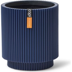 Vaas cilinder Groove H11.8 cm blauw