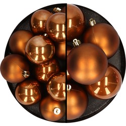 18x stuks kunststof kerstballen bruin 6 en 8 cm - Kerstbal