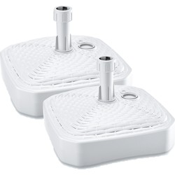 Prosperplast Parasolvoet - 2x - vierkant - rotan - wit - 12 l - Parasolvoeten