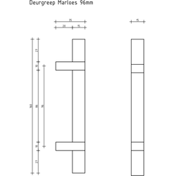 Deurgreep Marloes - staal - 96 mm - Modern - Handgreep - Kastgreep - Ladegreep