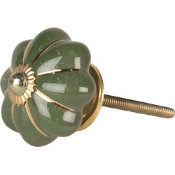 Clayre & Eef Deurknop  Ø 4 cm Groen Keramiek Meubelknop