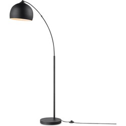 Moderne BoogVloerlamp Fisher - Zwart - 109/30/172cm - staande lamp met Zwart lampenkap - geschikt voor E27 LED lichtbron - met voetschakelaar - geschikt voor woonkamer, slaapkamer en thuiskantoor