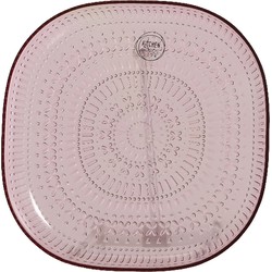 Decoris ontbijtbord - roze - 20,5 cm - kunststof - campingbord - Campingborden