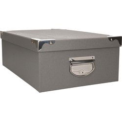 5Five Opbergdoos/box - grijs - L48 x B33.5 x H16 cm - karton - Opbergbox
