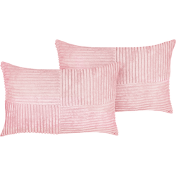 Beliani MILLET - Sierkussen-Roze-Corduroy