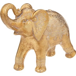 Atmosphera Home decoratie dier/ beeldje Olifant - goud kleurig - 26 x 23 cm - Beeldjes