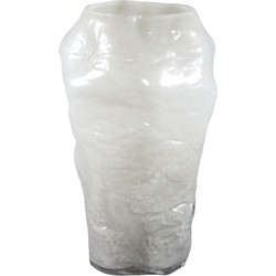 PTMD Riley White glass vase round irregular shape