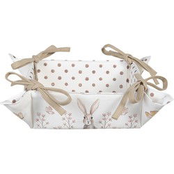 Clayre & Eef Broodmand 35x35x8 cm Wit Bruin Katoen Konijn