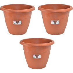 Set van 3x stuks terra cotta kleur ronde plantenpot/bloempot kunststof diameter 45 cm - Plantenpotten