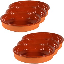 6x Terracotta tapas borden/schalen 21 cm en 18 cm - Snack en tapasschalen