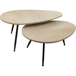 PTMD Salontafel Veria - 50x60x43 cm - Marmer - Beige - Set van 2
