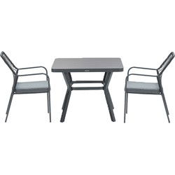 Garden Impressions Ross tuinset 3-delig zwart - Mina tuintafel 90x90 cm