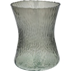 Bloemenvaas Dion - grijs transparant glas - D16 x H20 cm - decoratieve vaas - bloemen/takken - Vazen