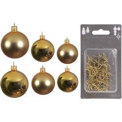 Groot pakket glazen kerstballen 50x goud glans/mat 4-6-8 cm incl haakjes - Kerstbal