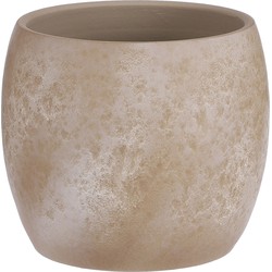 Mica Decorations Bloempot - creme stone - mat - keramiek - 24 x 22 cm - Plantenpotten