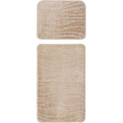 Bari Badmat / Toiletmat - Badkamer Set 2-Delig - Wasbaar - Anti-slip - Beige- 40x50 CM & 50x80 CM