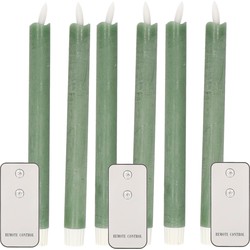 Anna's Collection LED dinerkaarsen - 6x - jade groen - 23 cm - LED kaarsen