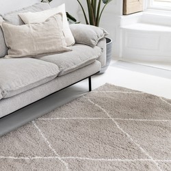 berber vloerkleed hoogpolig grijs/beige/zand/cream - scandinavisch - nea - Polypropyleen - 140 x 200 cm - (S)