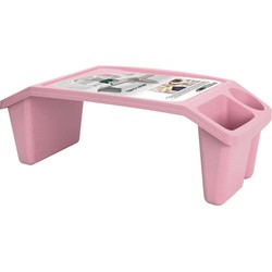 Bedtafel - kunststof - roze - L60 x B30 x H21 cm - dienblad - Dienbladen