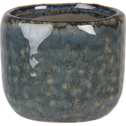 Clayre & Eef Bloempot  8 cm Blauw Keramiek Rond Bloempot binnen