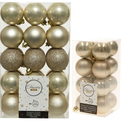 Kerstversiering kunststof kerstballen parel/champagne 4-6 cm pakket van 46x stuks - Kerstbal