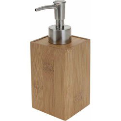 Badkamer Zeepdispenser - bamboe - navulbaar - 17 cm - toilet/keuken - Zeeppompjes