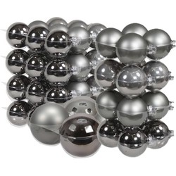 60x stuks glazen kerstballen titanium grijs 6, 8 en 10 cm mat/glans - Kerstbal