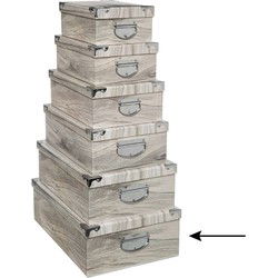 5Five Opbergdoos/box - Houtprint - L48 x B33 x H16 cm - Karton - Opbergbox