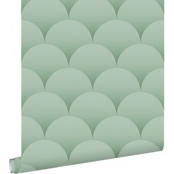 ESTAhome behang art deco motief vergrijsd groen - 50 x 900 cm - 139466