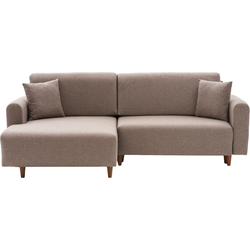 Hoekbank met slaapfunctie en linkse chaise longue in stof L246 cm - MANE