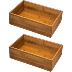 Set van 2x stuks bestekbakken/keuken organizers 1-vaks Tidy Smart bamboe 23 x 15 x 7 cm - Bestekbakken