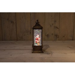 LANTAARN KERSTMAN IN GLITTER WATER LED WARM WIT 13,5X20CM 3XAA EN DC AANSLUITING