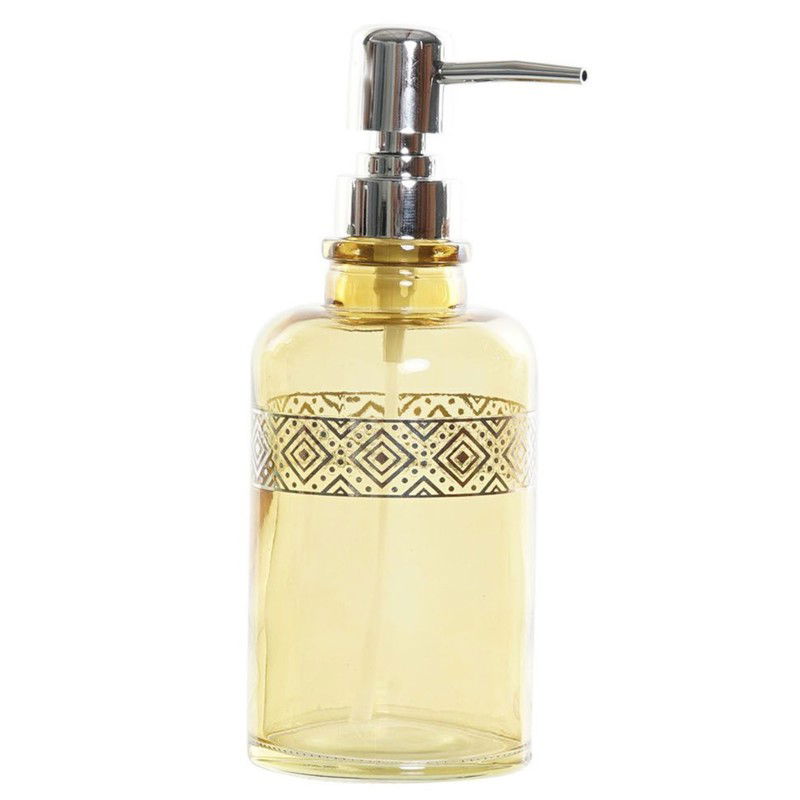 Zeeppompje/zeepdispenser geel transparant van glas 400 ml - Zeeppompjes - 