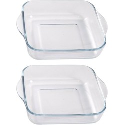 2x Glaze vierkante ovenschalen 1.8 liter - Ovenschalen