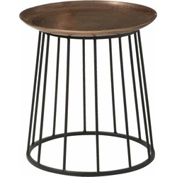Tower living Iron side round table w alu top 41x41x43