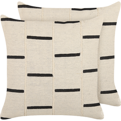 ABIES  - Sierkussen set van 2 - Lichtbeige - 45 x 45 cm - Katoen